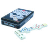 Dominos double 6 couleurs boîte métal