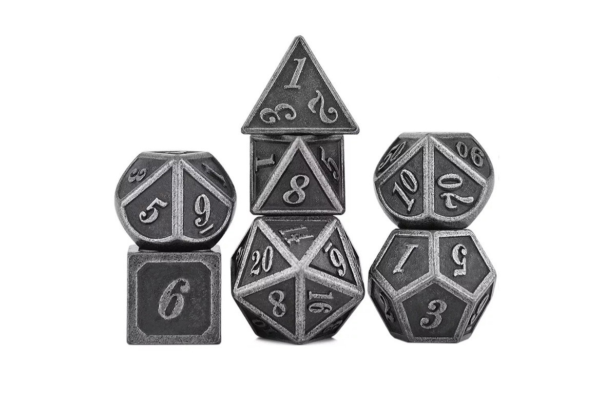 Dés Métal - Lot de 7 dés (14mm) - Shiny Silver