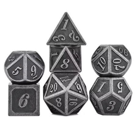 Dés Métal - Lot de 7 dés (14mm) - Shiny Silver