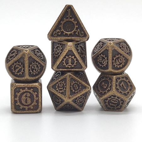 Dés Métal - Lot de 7 dés (14mm) - Gear Bronze