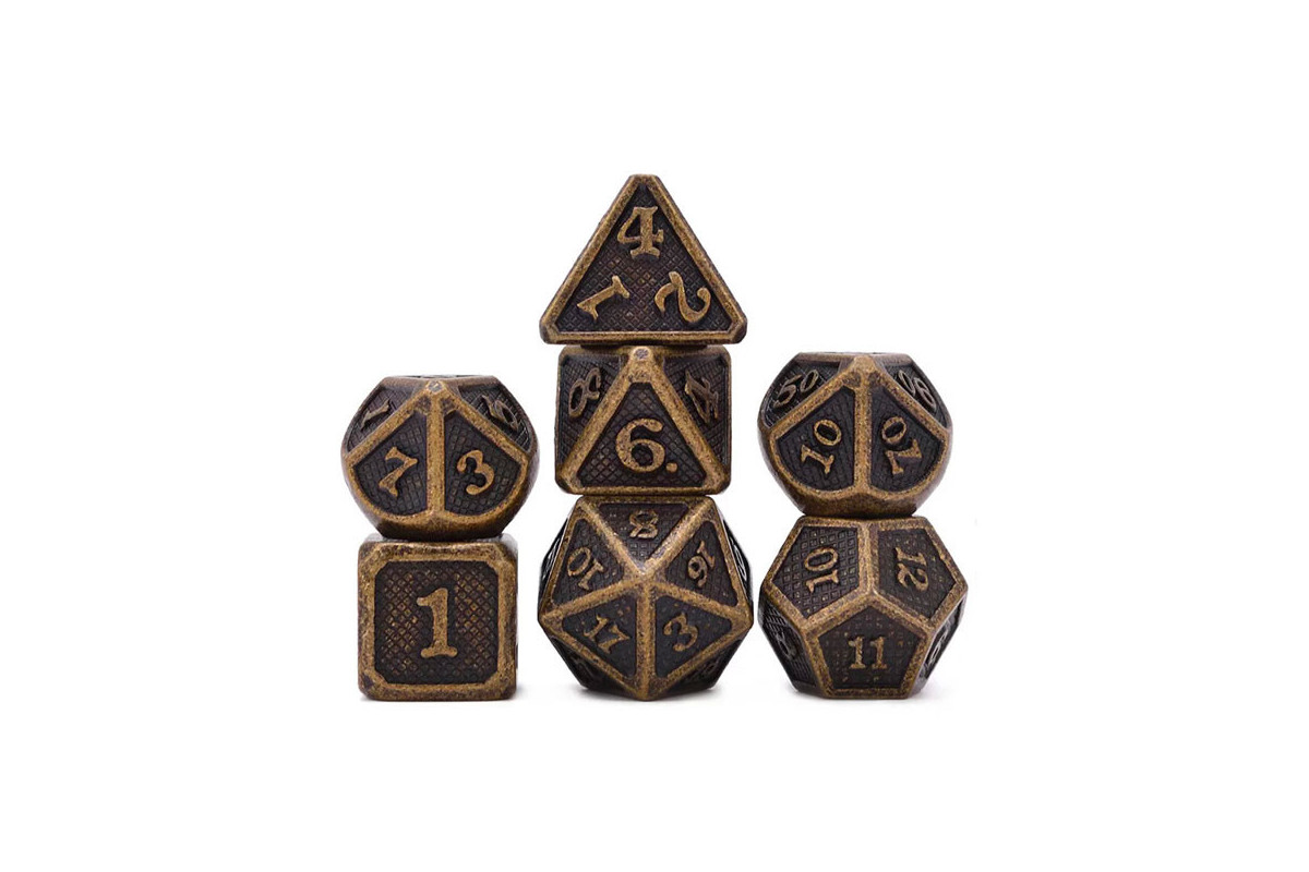 Dés Métal - Lot de 7 dés (14mm) - Solid Gold