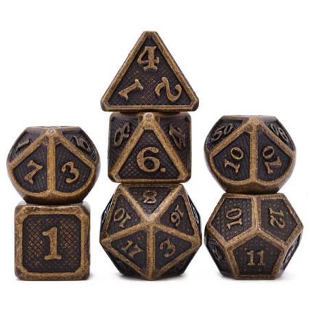 Dés Métal - Lot de 7 dés (14mm) - Solid Gold