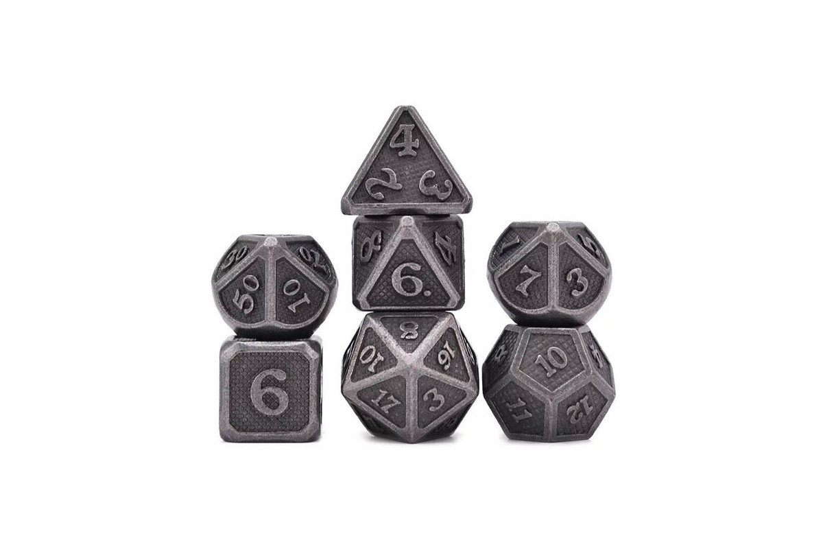 Dés Métal - Lot de 7 dés (14mm) - Solid Silver