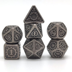Dés Métal - Lot de 7 dés (14mm) - Gear Silver