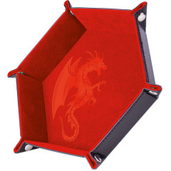 Piste de Dés simili cuir et velours - Dragon rouge 19x19cm