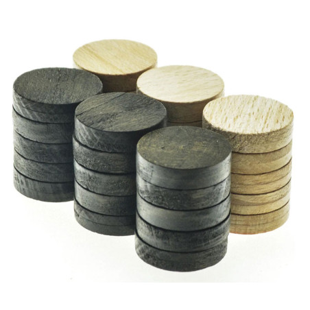 Pions de Backgammon en bois 26mm plats