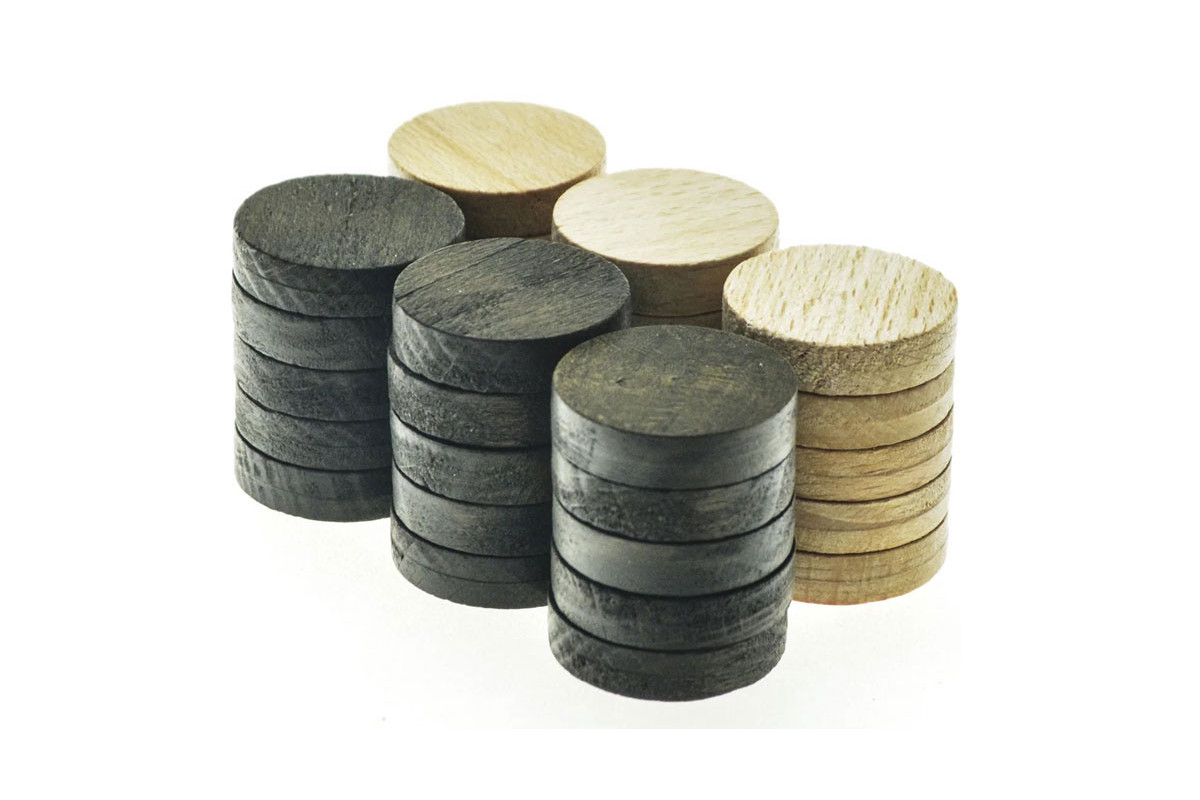Pions de Backgammon en bois 36mm plats