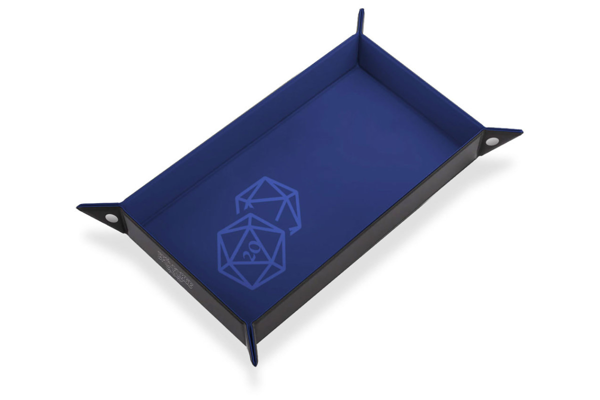 Piste de Dés simili Cuir et Velours - Dé 20 Bleu - Couloir 20x40cm