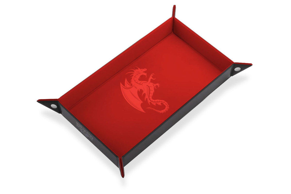 Piste de Dés simili Cuir et Velours - Dragon Rouge - Couloir 20x40 cm