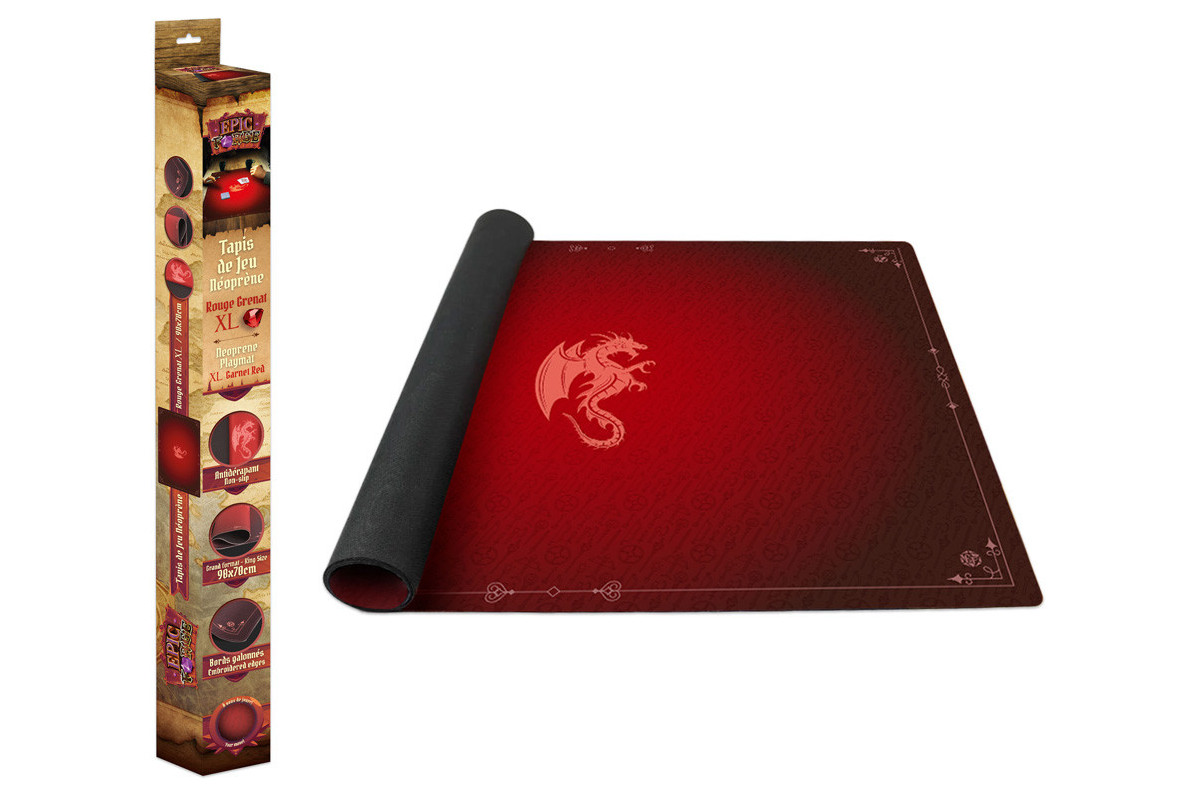 Tapis de Jeu Neoprene 90 x 70cm Dragon Rouge Grenat