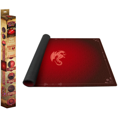 Tapis de Jeu Neoprene 90 x 70cm Dragon Rouge Grenat