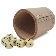 Gobelet en cuir 5cm + dés