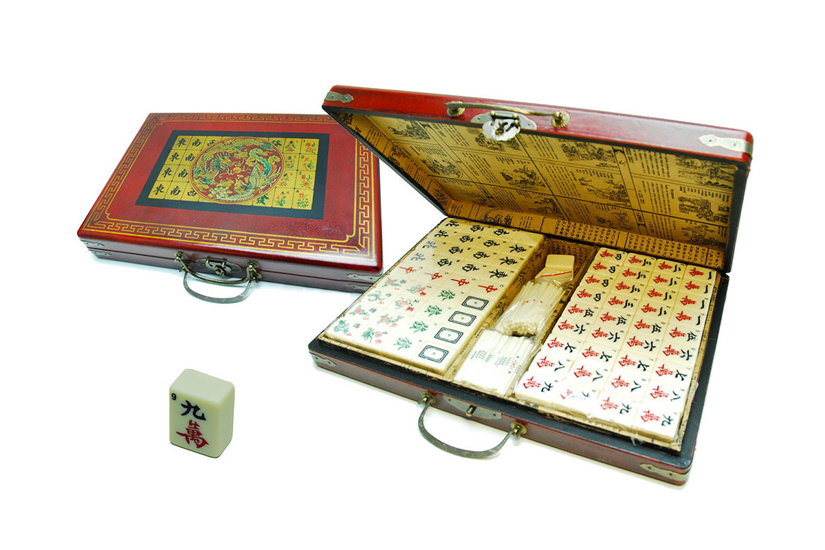 Grand Mahjong tuiles 35x23mm, coffret style ancien