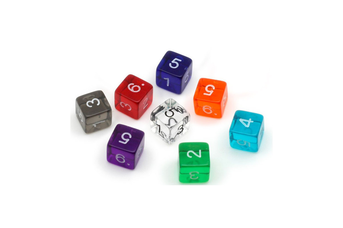 Dé 6 faces numéros (D6n)(5+2)