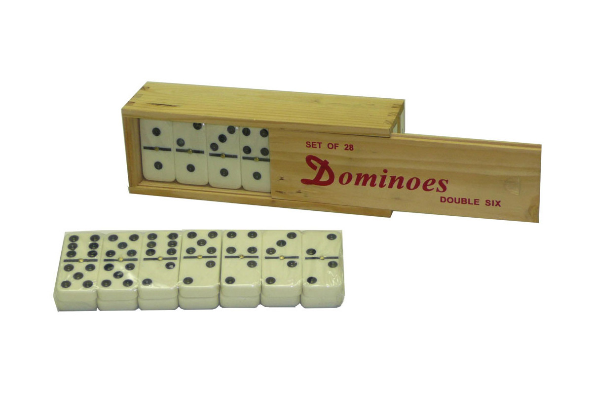 Domino double 6, 7mm boite bois