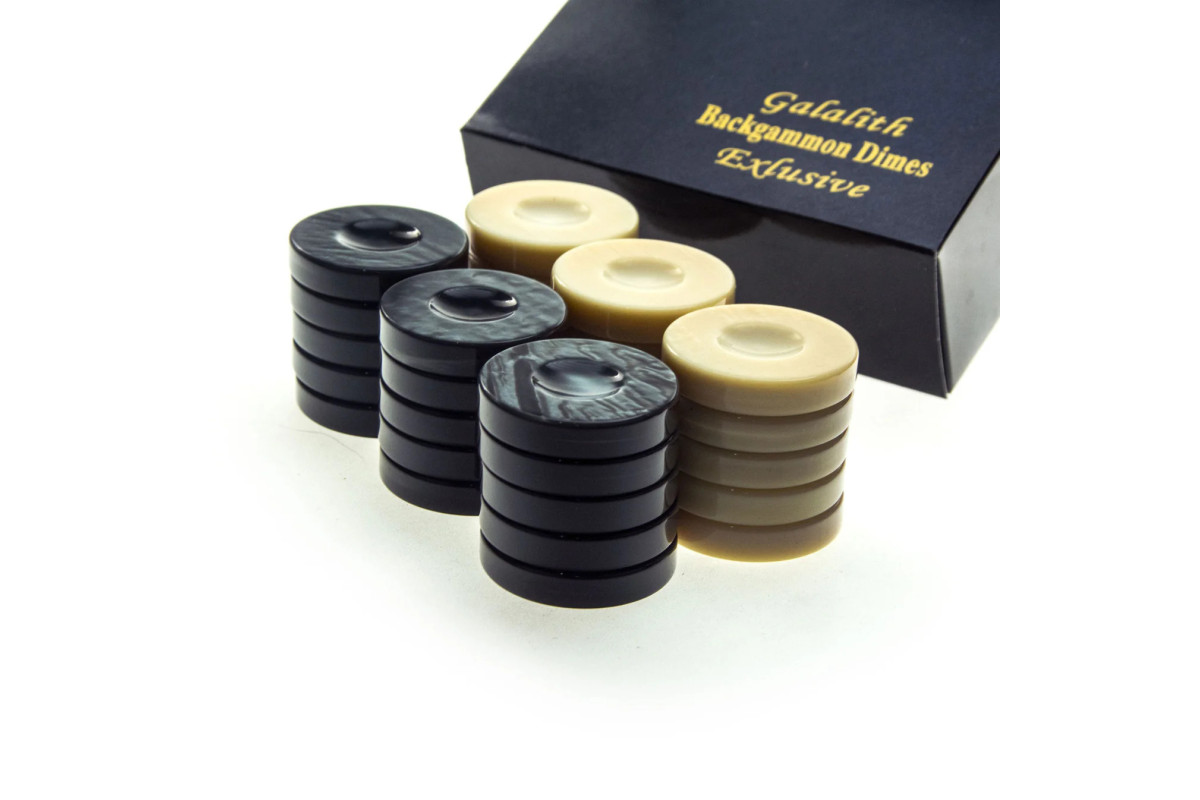 Pions de Backgammon Galalithe Noir et Beige 36mm
