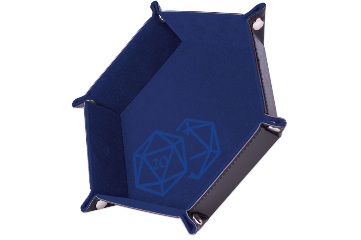 Piste de dés simili Cuir et velours- Bleu foncé 19x19 cm