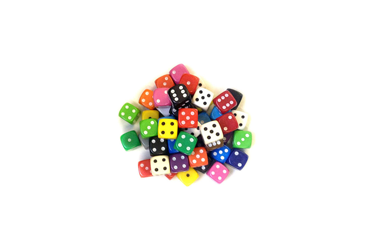 Pack de 6 dés 12mm opaque (5+1)