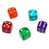 Pack de 6 dés 16mm translucides (5+1)