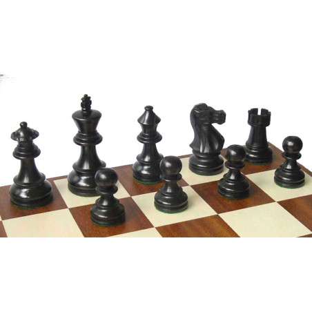 Pièces échecs lestées ProBase 76mm (4) Noir/Buis