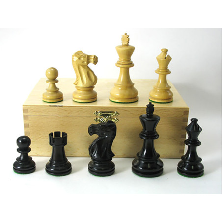 Pièces échecs lestées ProBase 76mm (4) Noir/Buis