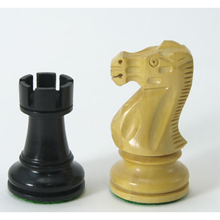 Pièces échecs lestées ProBase 76mm (4) Noir/Buis