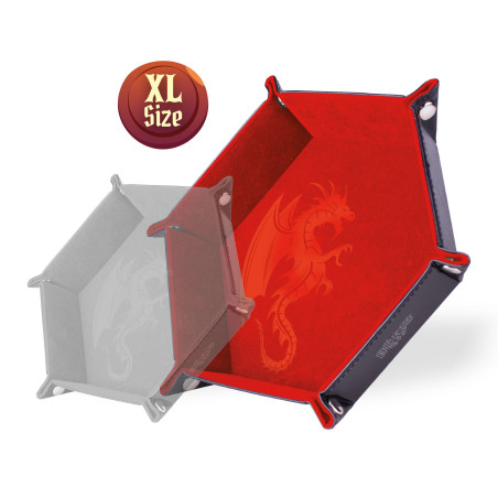 Piste de Dés simili cuir et velours - Dragon rouge XL 28cm