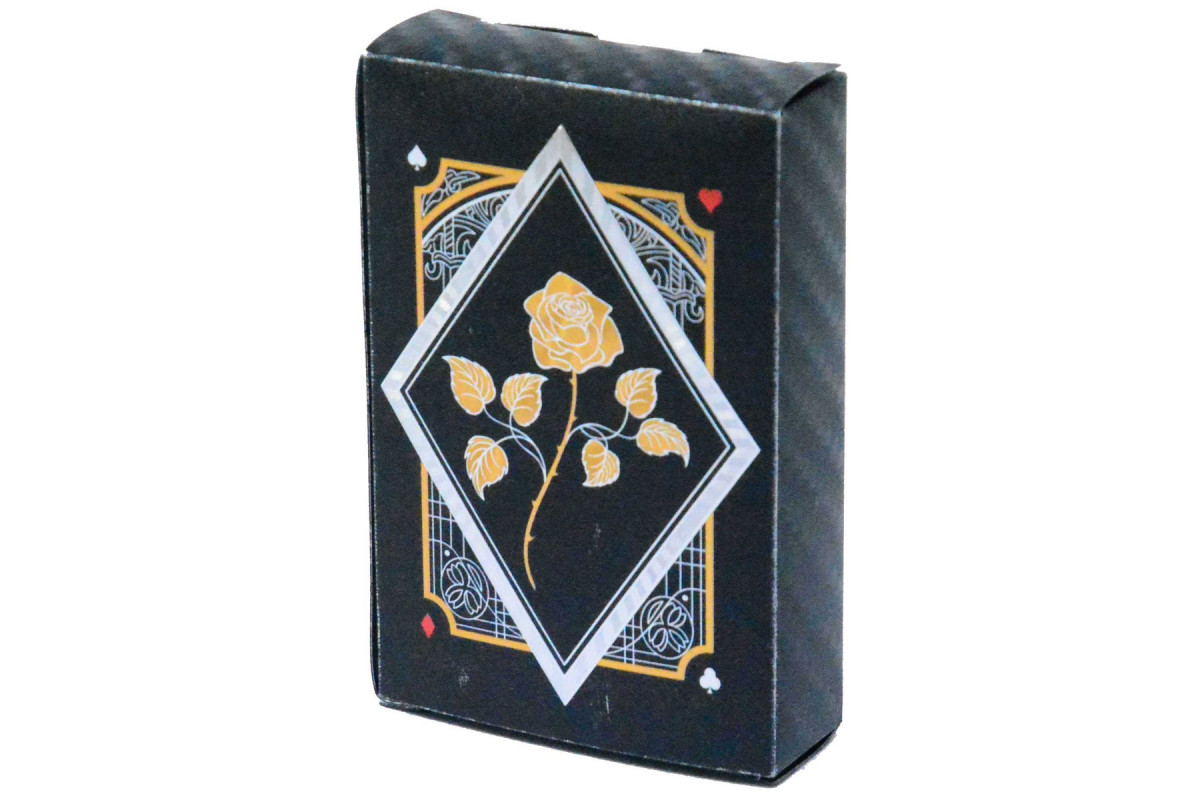 Cartes à jouer Roses 100% plastique noires / dorées