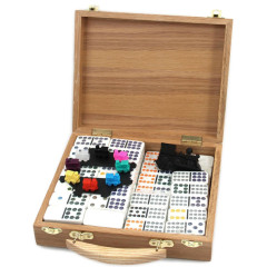 Domino Mexican Train Boîte bois (Dominos mexicains double 12)
