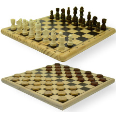 Jeu d'échecs-Dame en bois imprimé 29x29cm
