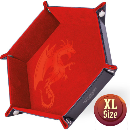 Piste de Dés simili cuir et velours - Dragon rouge XL 28cm