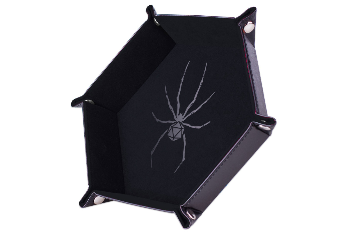 Piste de Dés simili cuir et velours - Araignée Noire 19x19cm