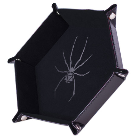 Piste de Dés simili cuir et velours - Araignée Noire 19x19cm