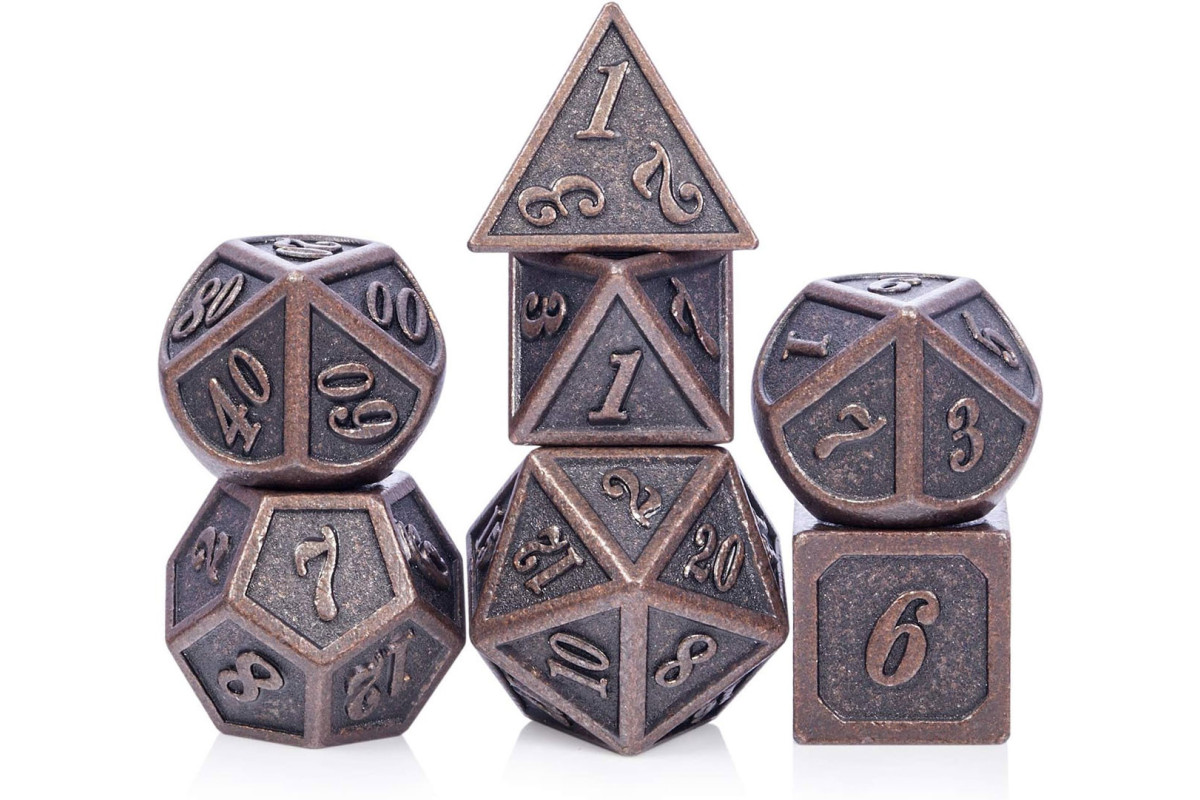 Dés Métal - Lot de 7 dés (14mm) - Outlined Copper