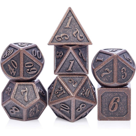 Dés Métal - Lot de 7 dés (14mm) - Outlined Copper