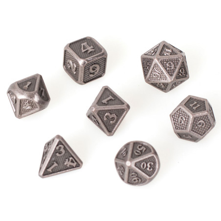 Dés Métal - Lot 7 dés 14mm - Solid Silver