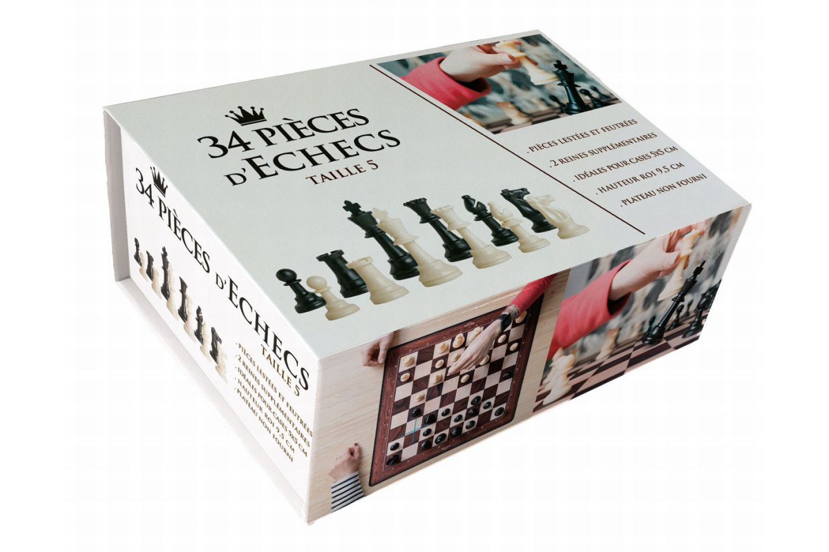Pièces d'échecs Plastique taille 5 lestées et feutrées