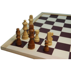 Pièces d'échec 77mm en bois brun/blanc