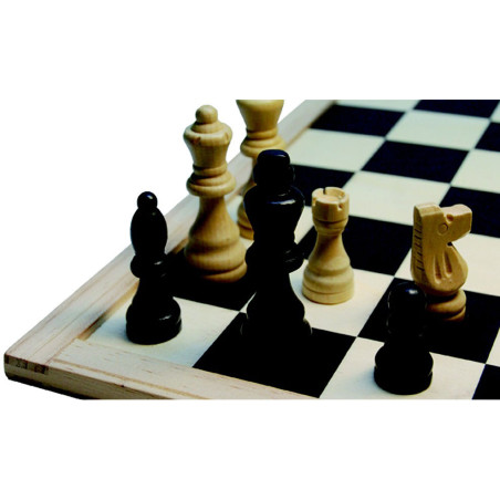 Pièces d'échec 77mm en bois noir/blanc