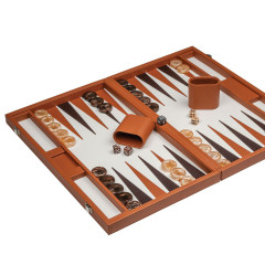 Backgammon simili cuir 47cm Cognac