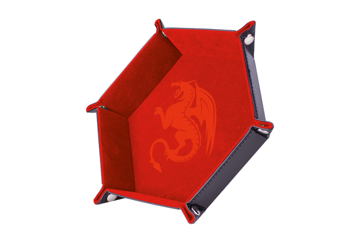 Piste de Dés simili cuir et velours - red dragon 19x19cm