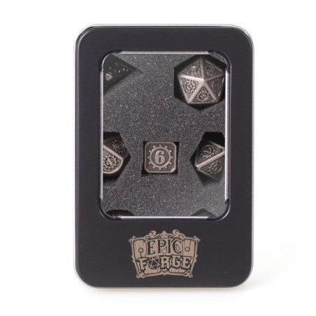 Dés Métal - Lot de 7 dés (14mm) - Gear Silver