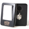 Porte clé D20 argenté avec 7 mini dés métal (5mm)
