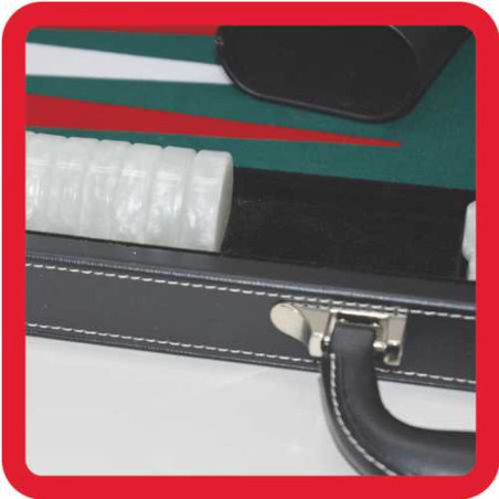 Backgammon 38cm feutrine marquetée verte