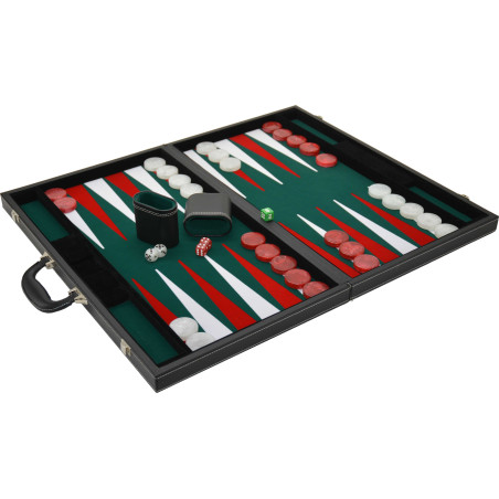 Backgammon 38cm feutrine marquetée verte