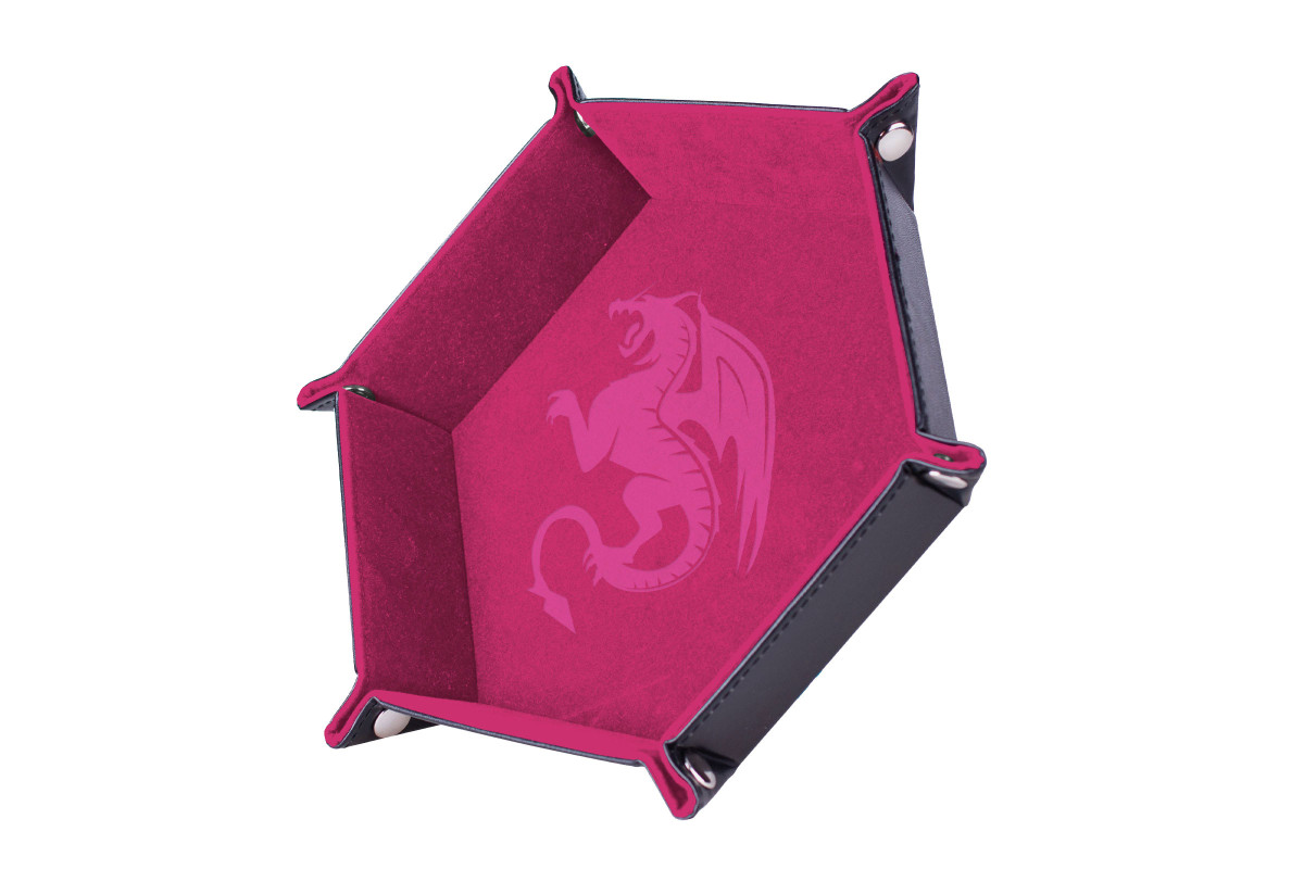Piste de Dés simili cuir et velours - PINK dragon 19x19cm