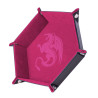 Piste de Dés simili cuir et velours - PINK dragon 19x19cm