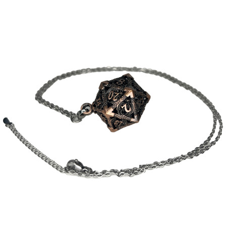 Porte clé D20 Rose Ancien avec 7 mini dés (5mm)