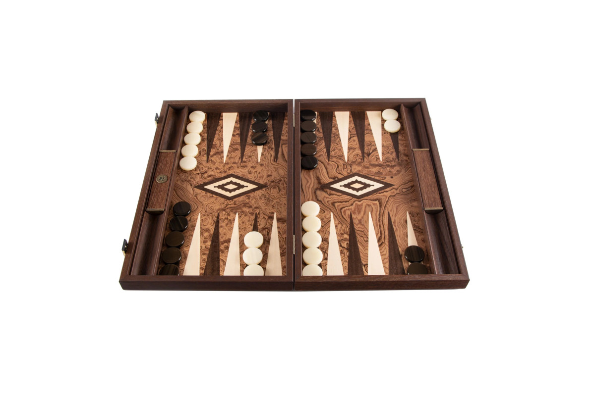 Backgammon Premium en loupe de noyer 60cm