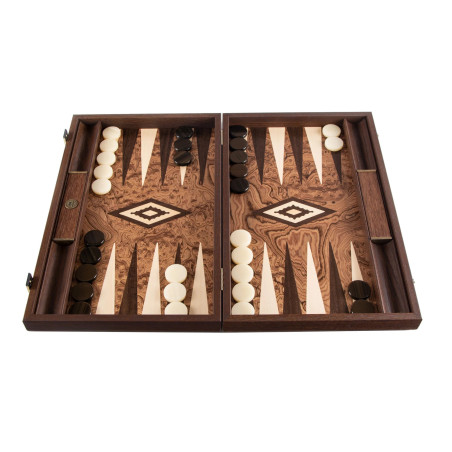 Backgammon Premium en loupe de noyer 60cm